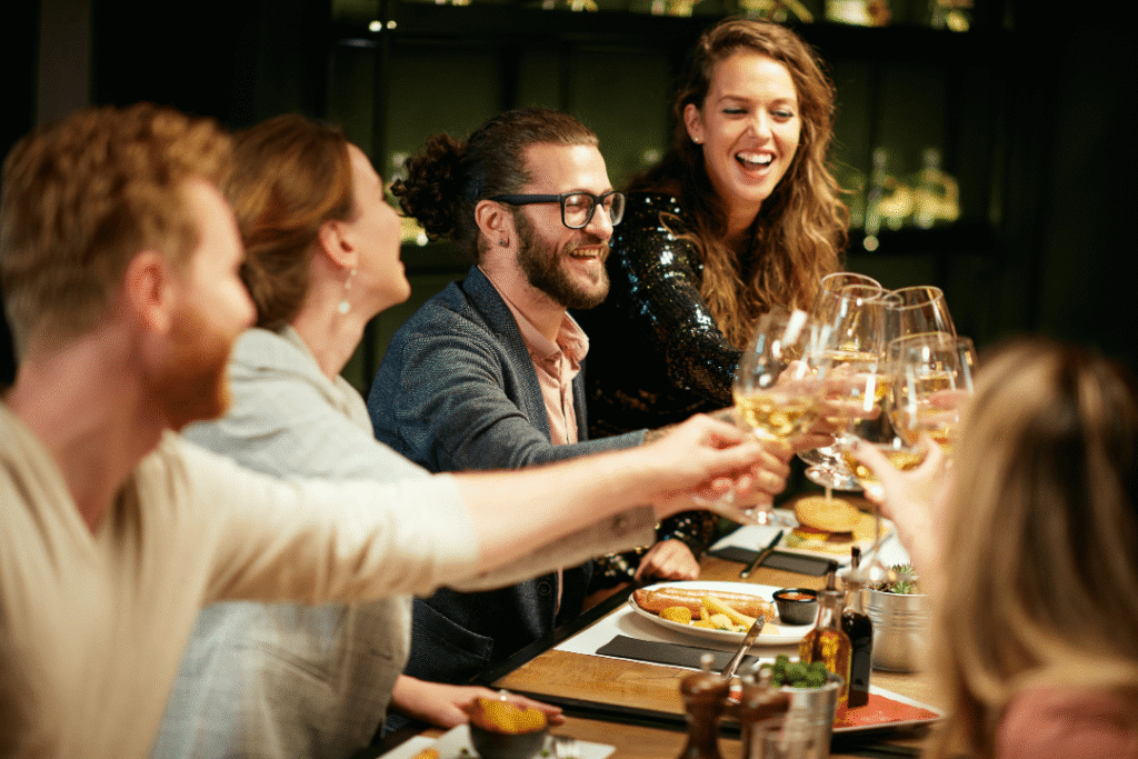 Customers enjoying a meal in a restaurant