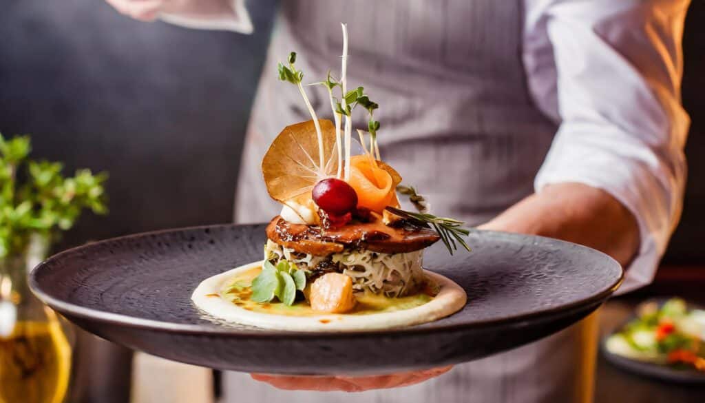 Elegant dish with artistic presentation.