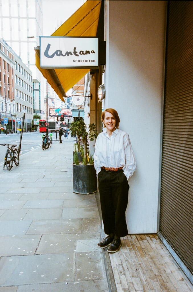 Person standing outside Lantana café
